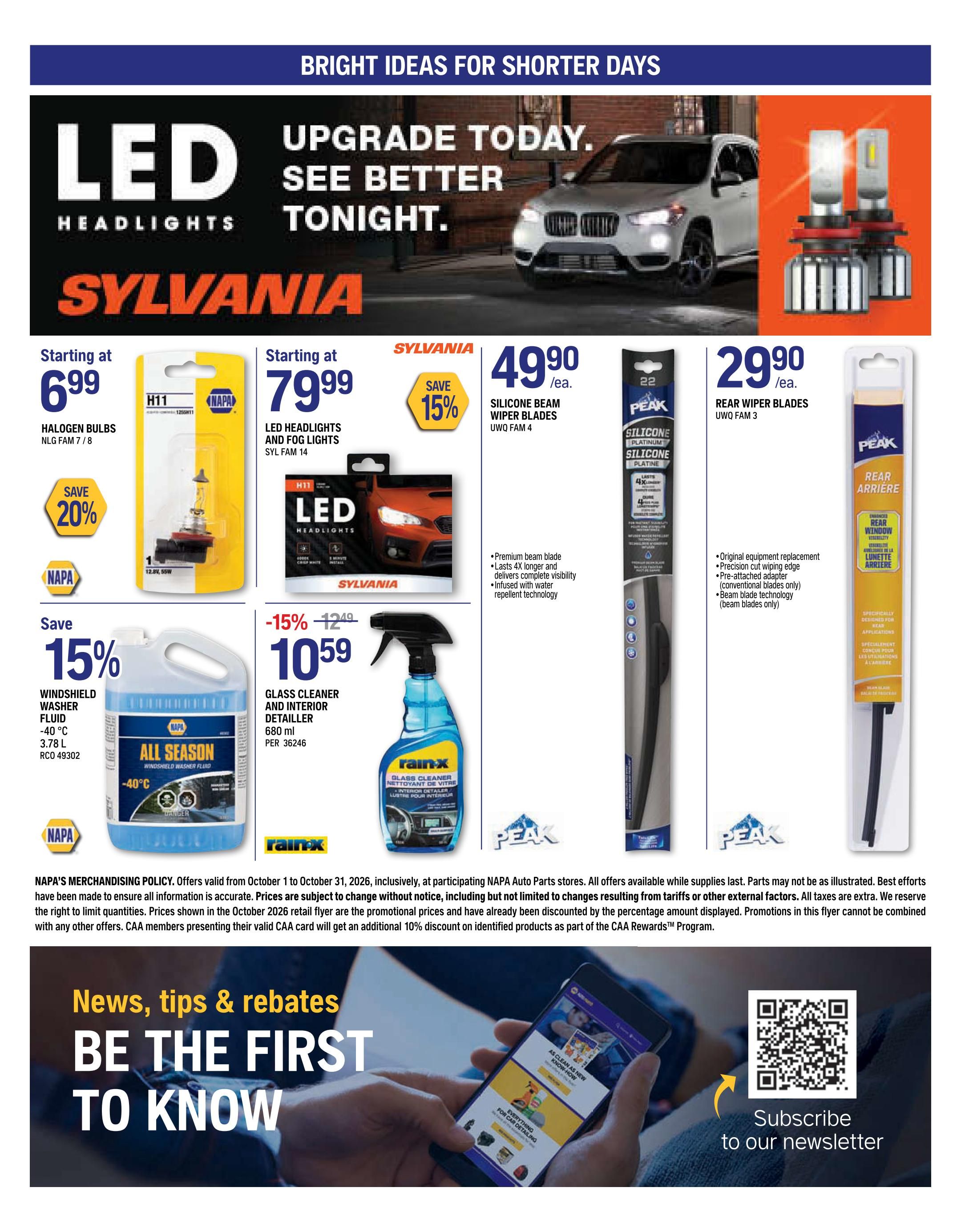NAPA Auto Parts Flyer October 1 to 31