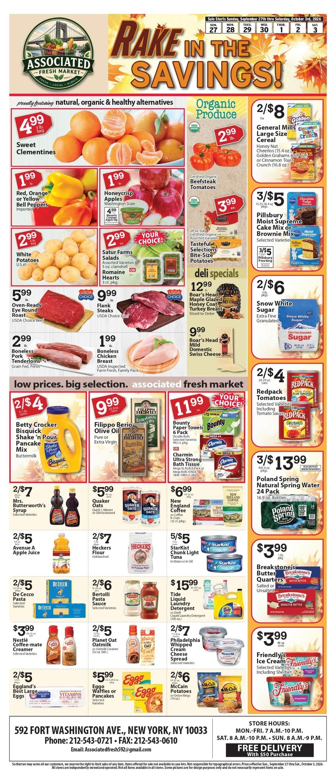 Associated Supermarkets (Yonkers Area, NY) Weekly Ad September 25 - October 1, 2026