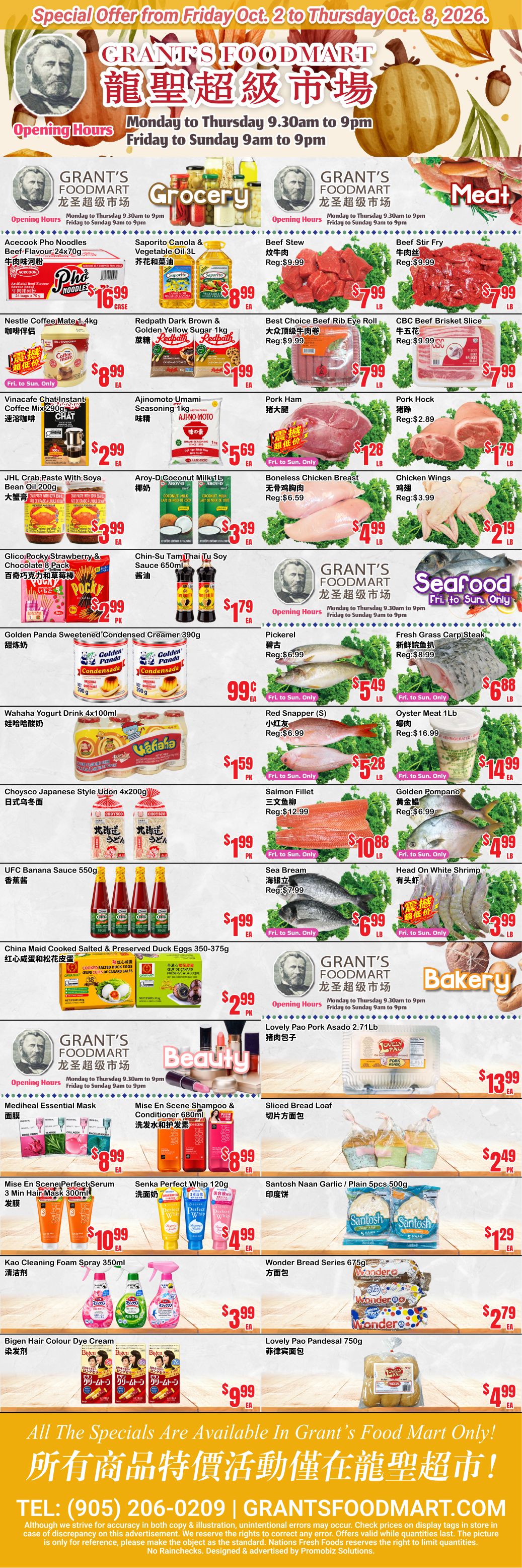 Grant's Food Mart Flyer October 2 to 8