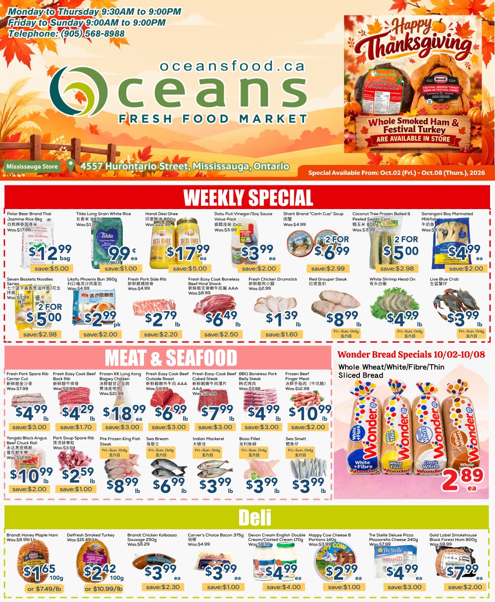 Oceans Fresh Food Market (Mississauga) Flyer October 2 to 8