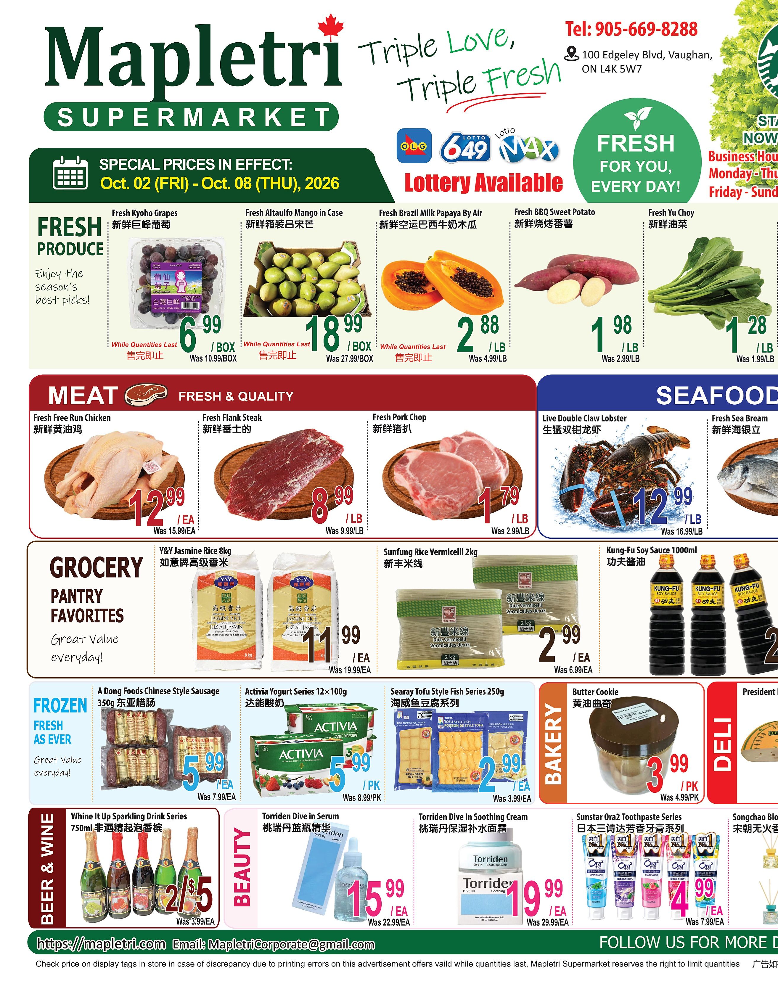 Mapletri Supermarket Flyer October 2 to 8