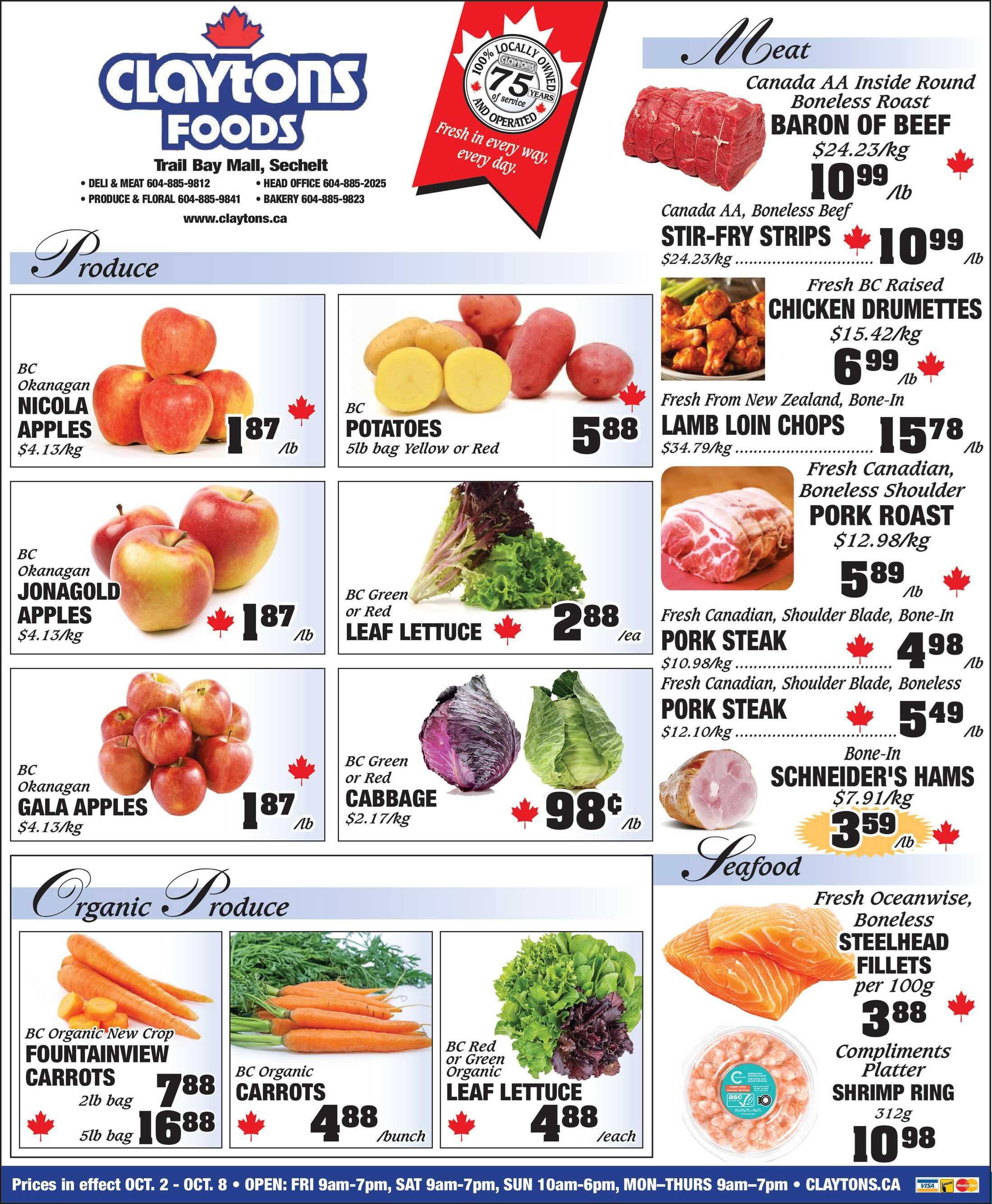 Claytons Heritage Market Flyer October 2 to 8