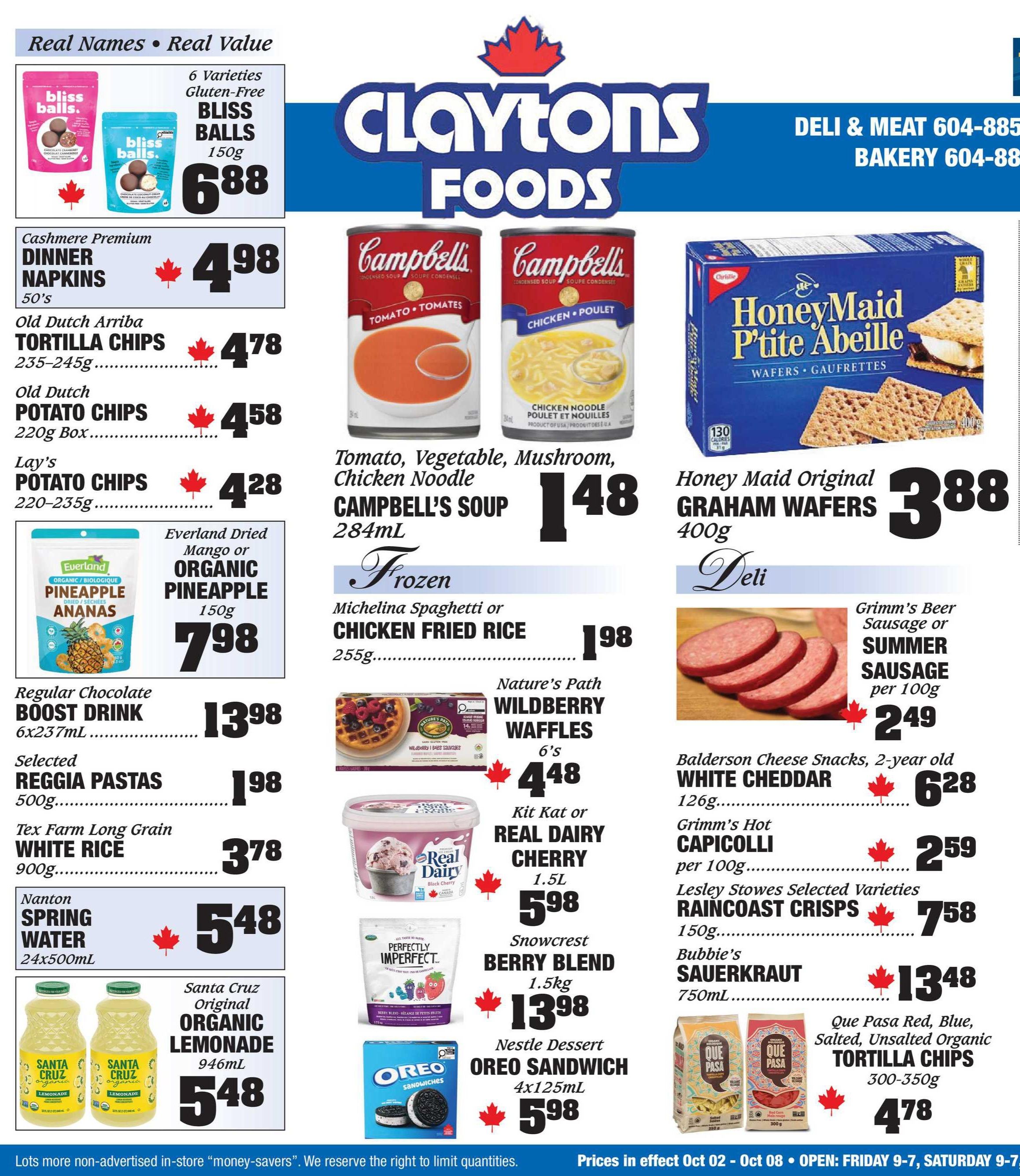 Claytons Heritage Market Flyer October 2 to 8