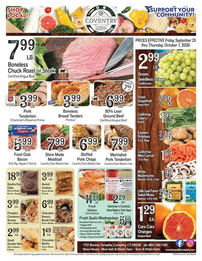 Coventry Public Market Weekly Ad October 2 - 8, 2026