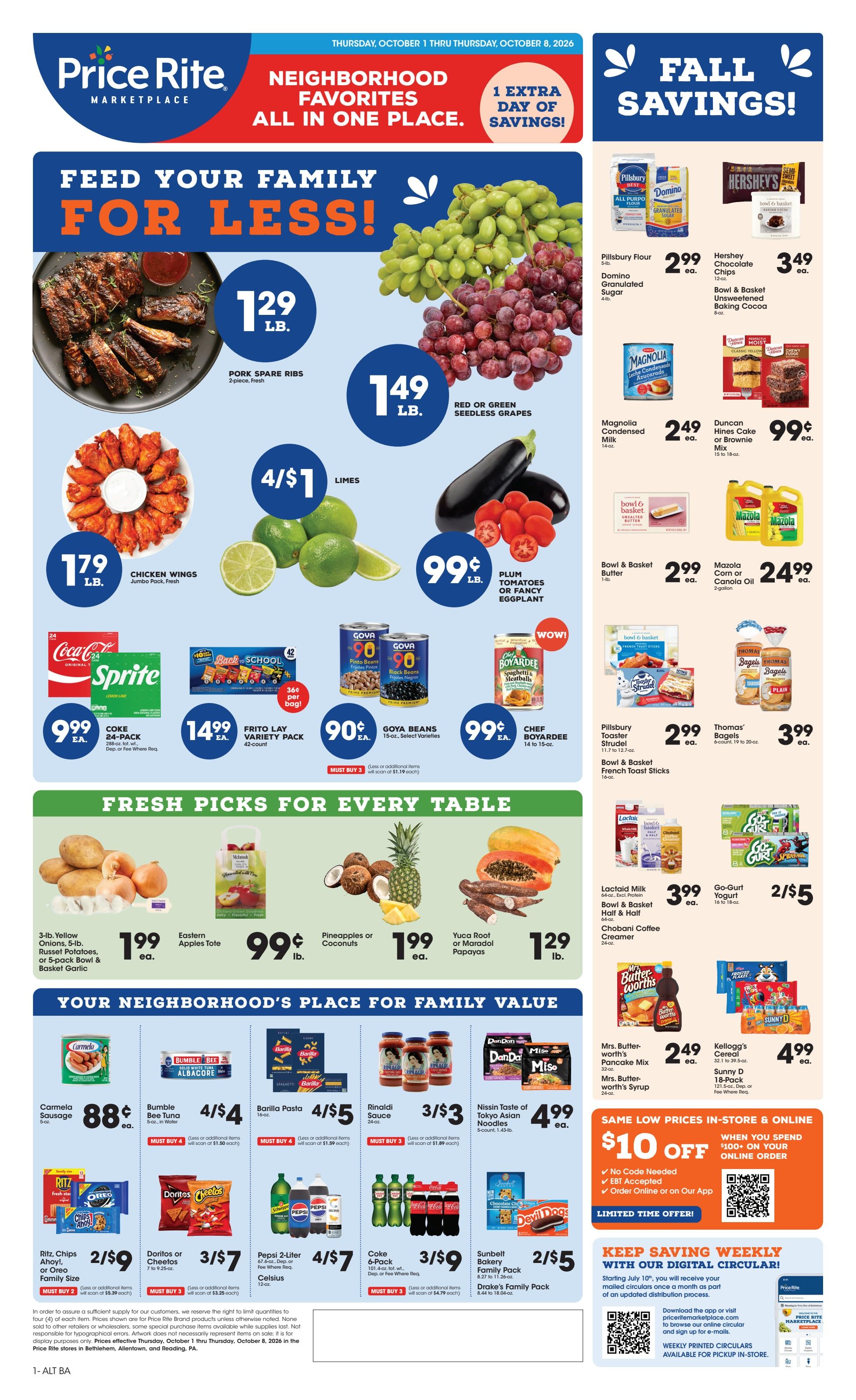 Price Rite (1720 South 4th Street, Allentown, PA) Weekly Ad October 1 - 8, 2026