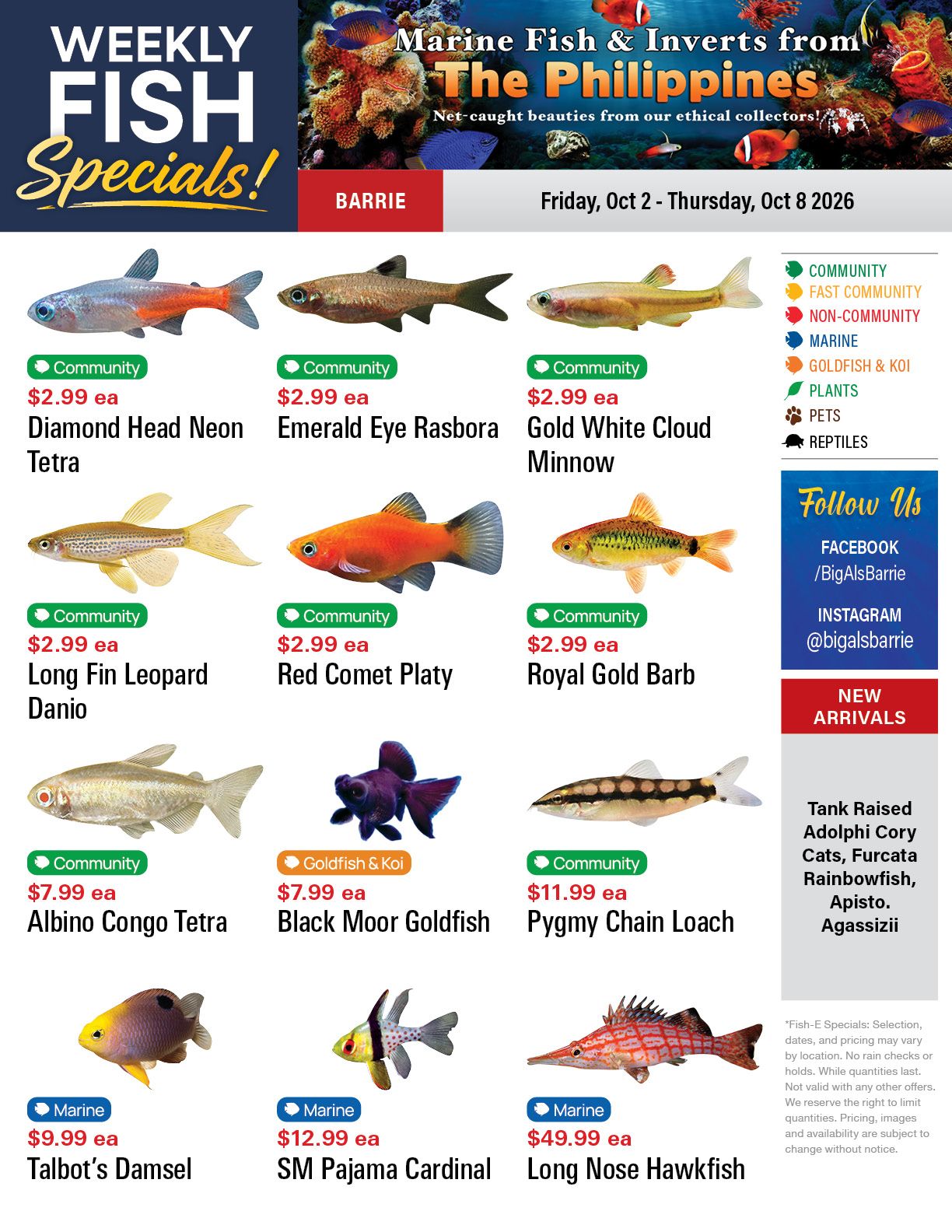 Big Al's (Barrie) Weekly Specials October 2 to 8