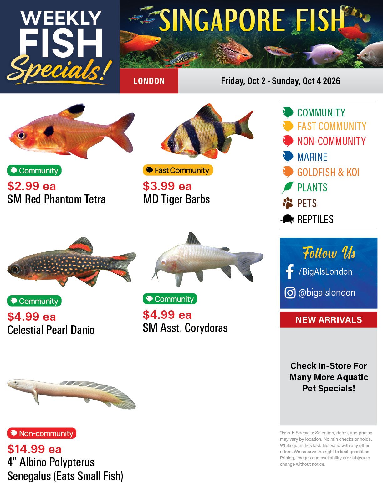 Big Al's (London) Weekend Specials October 2 to 4