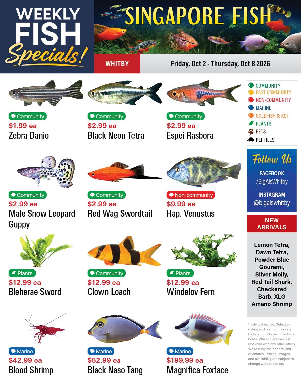Big Al's (Whitby) Weekly Specials October 2 to 8