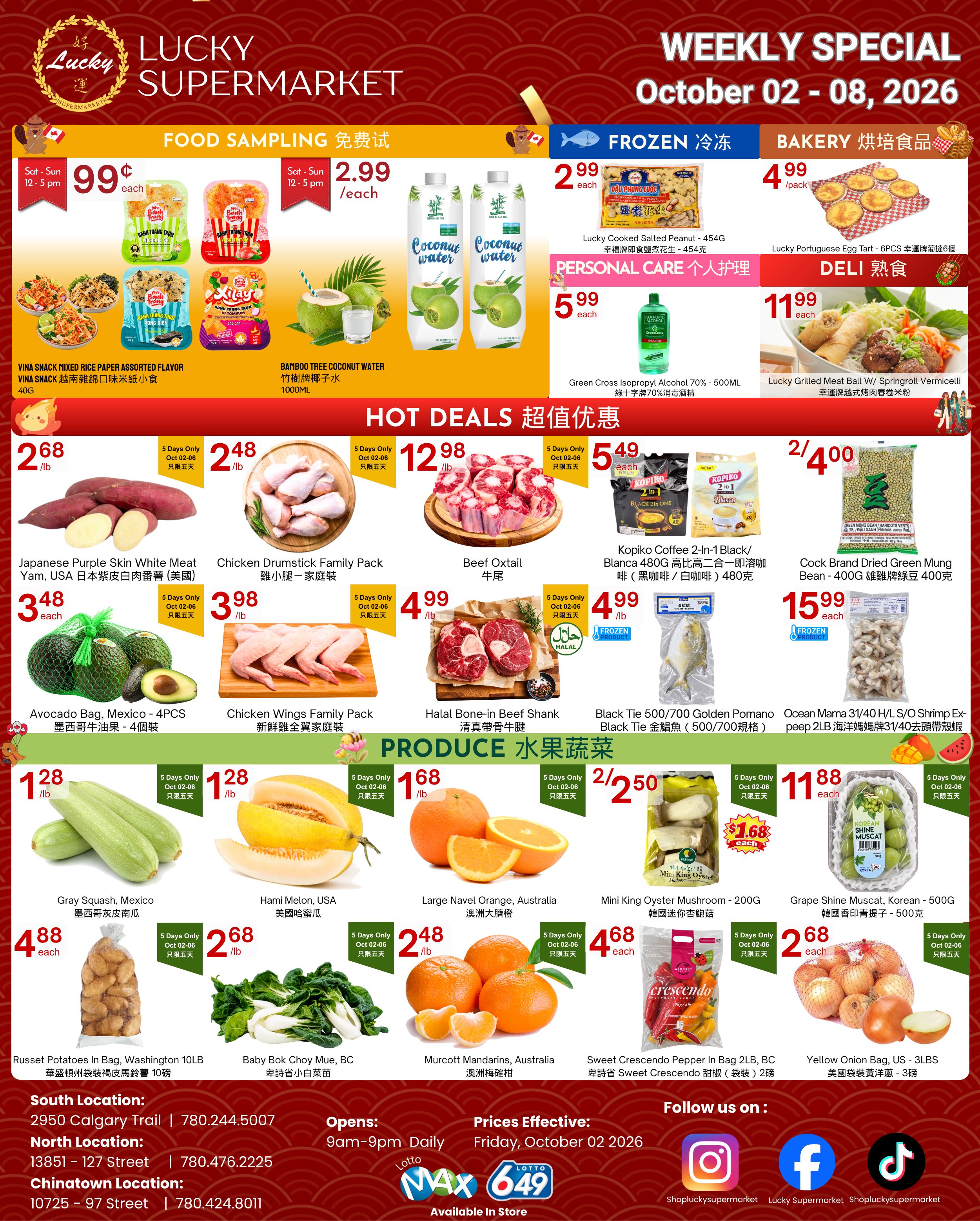 Lucky Supermarket (Edmonton) Flyer October 2 to 8