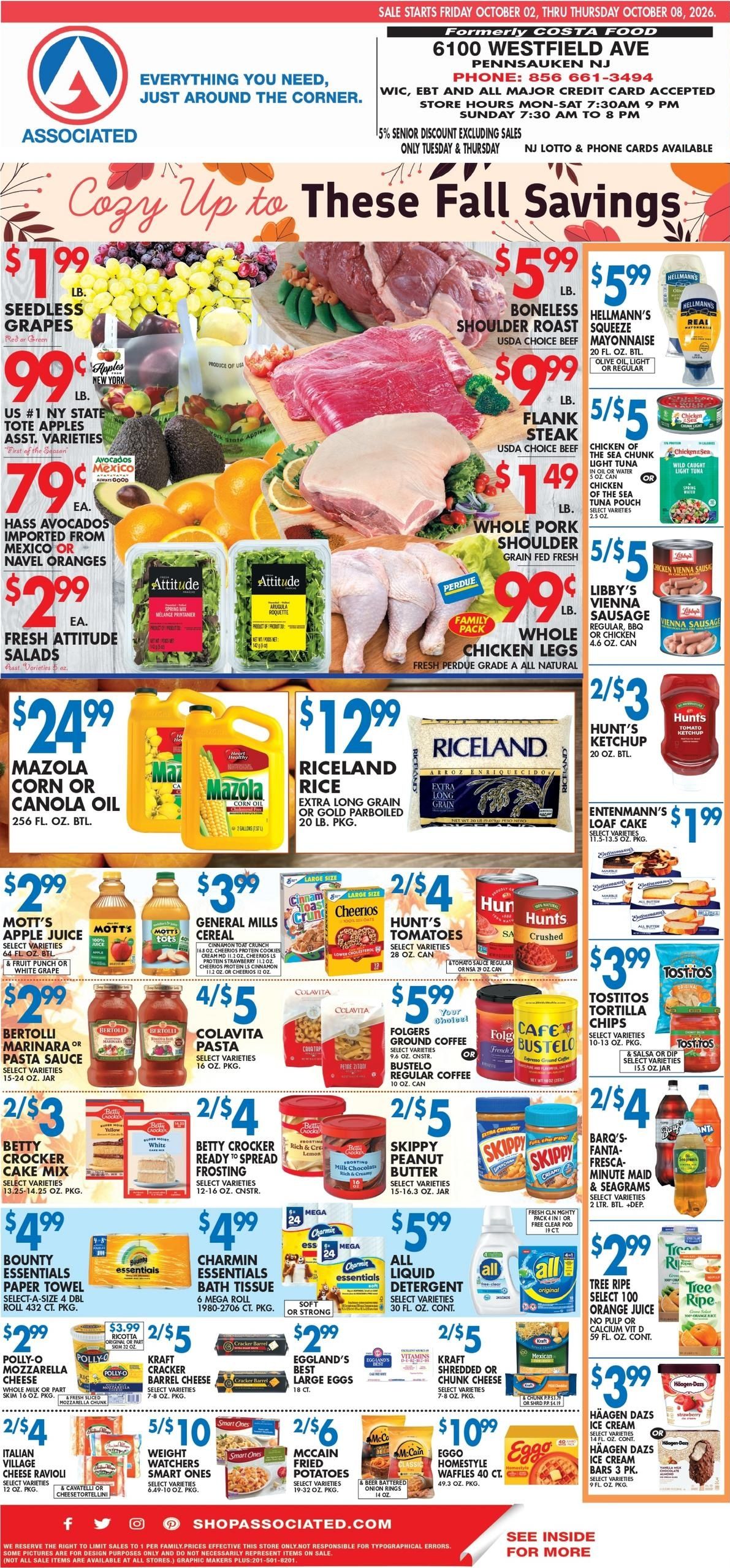 Associated Supermarkets (Haddonfield Area, NJ) Weekly Ad October 2 - 8, 2026