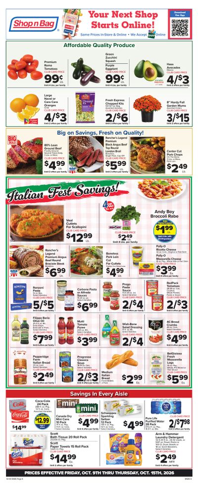 Shop n Bag Weekly Ad October 9 - 15, 2026