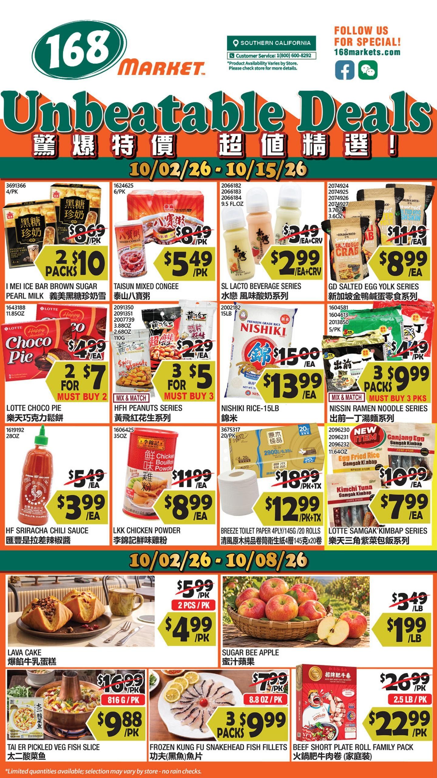 168 Market Weekly Ad October 2 - 8, 2026