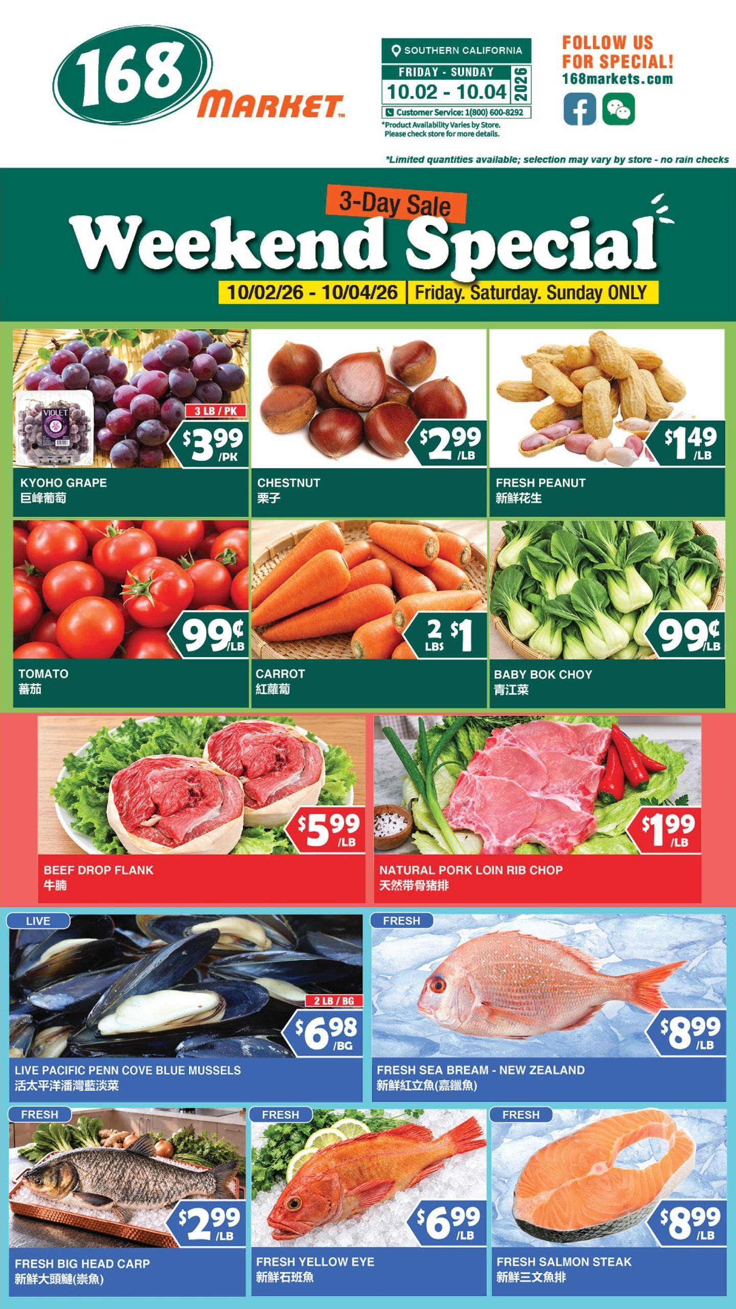 168 Market Weekly Ad October 2 - 8, 2026