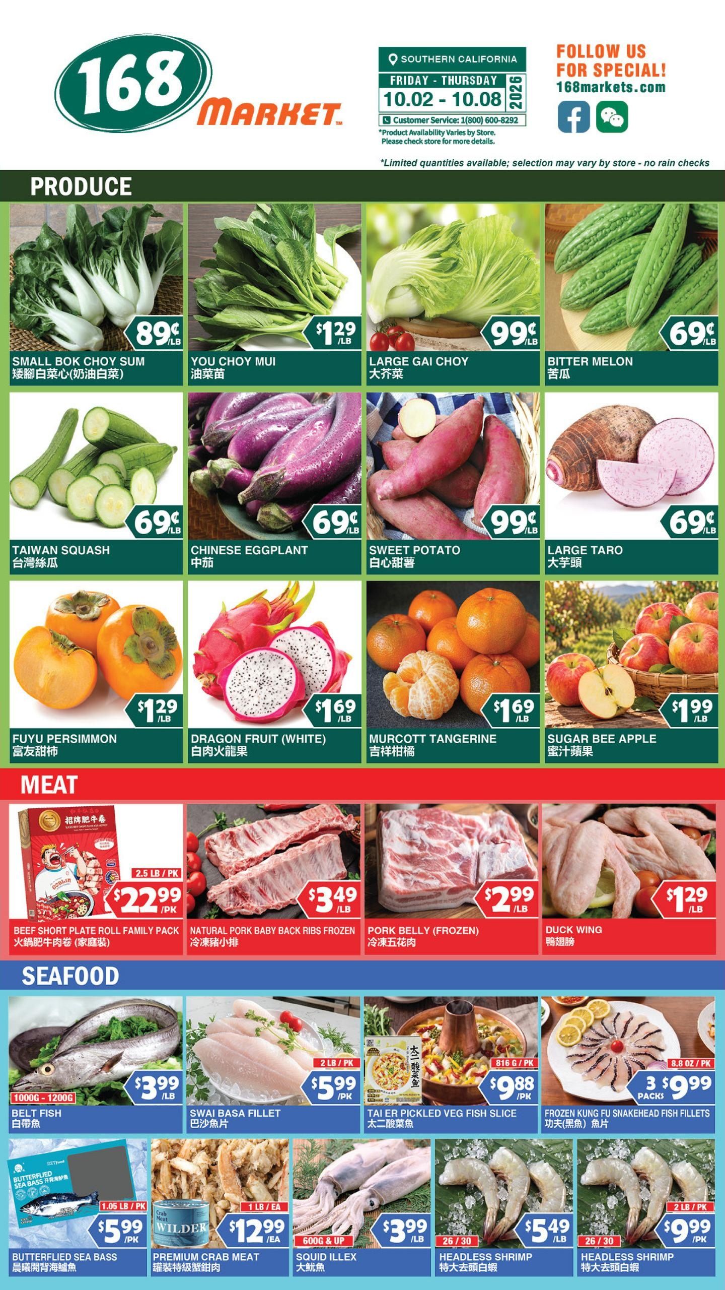 168 Market Weekly Ad October 2 - 8, 2026