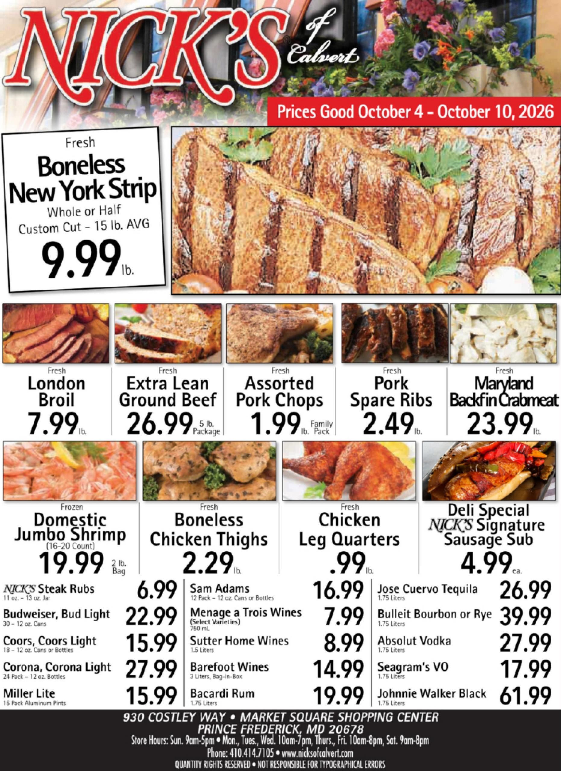 Nick's of Calvert Weekly Ad October 4 - 10, 2026