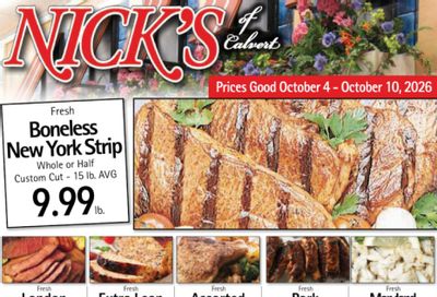Nick's of Calvert Weekly Ad October 4 - 10, 2026