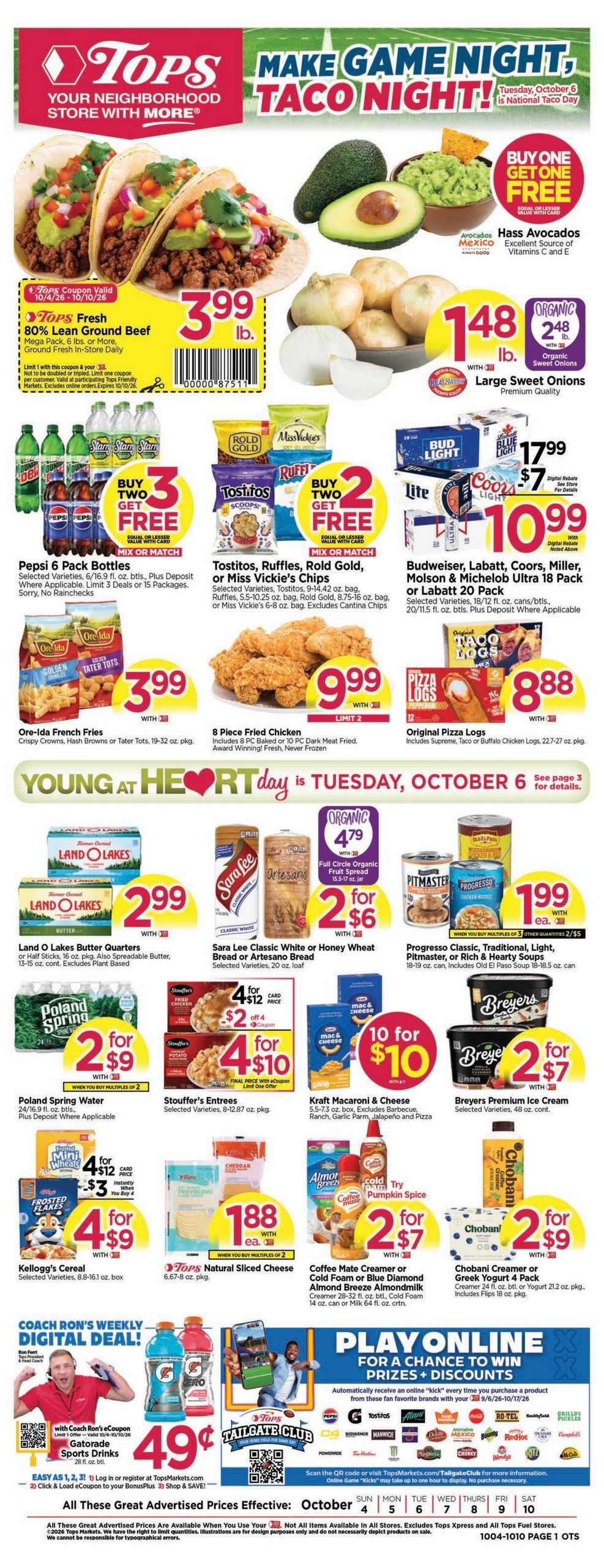 Tops Friendly Markets (Kinsman Area, OH) Weekly Ad October 4 - 10, 2026