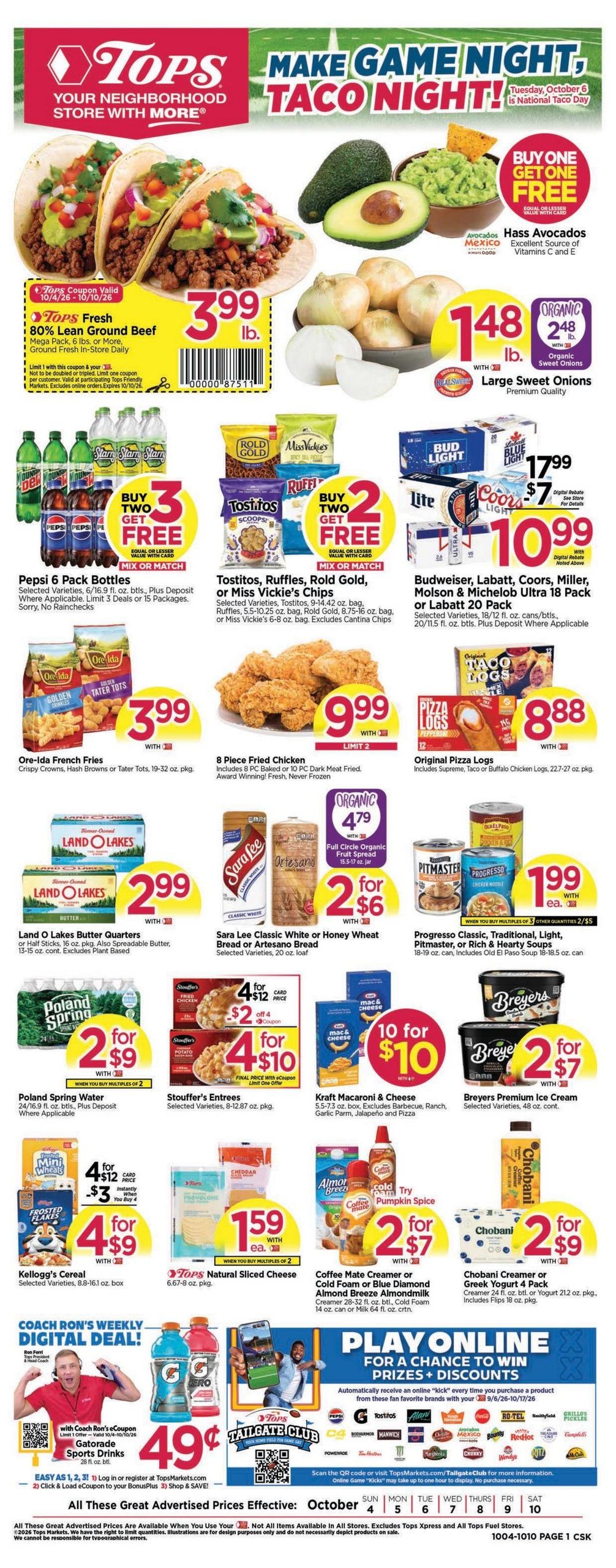 Tops Friendly Markets (Williamstown Area, MA) Weekly Ad October 4 - 10, 2026