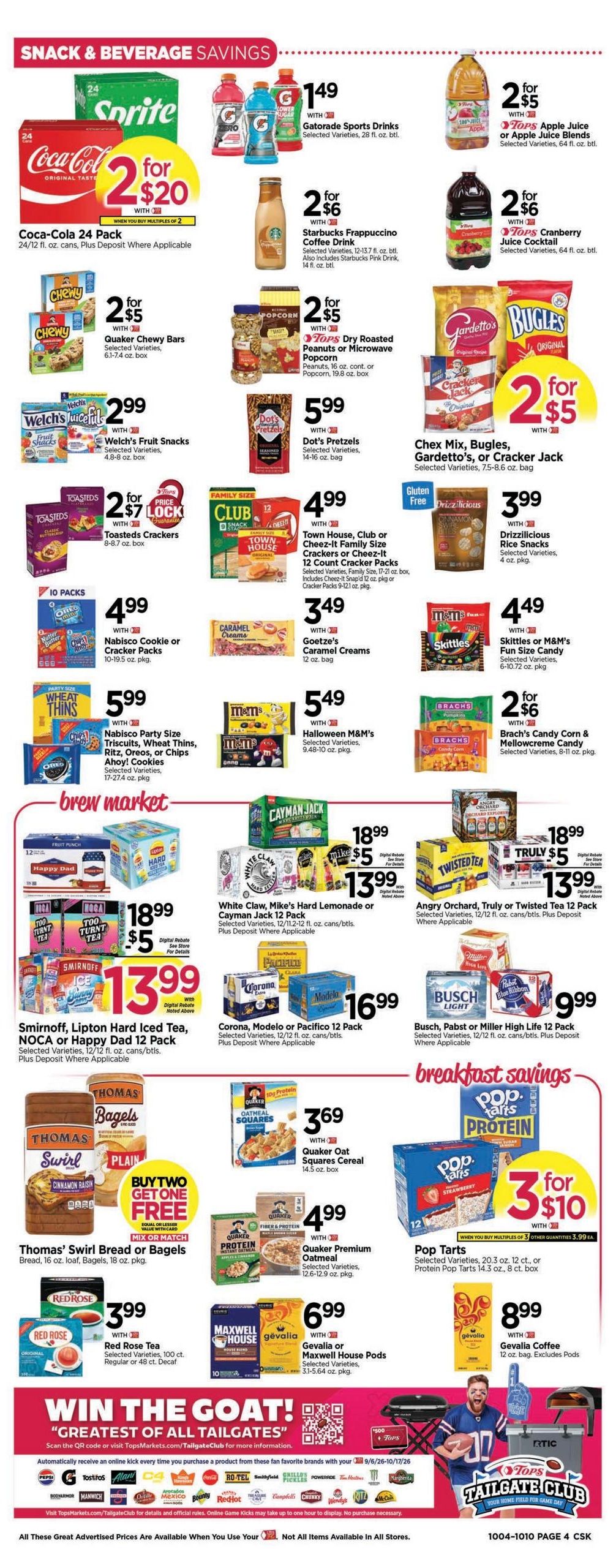 Tops Friendly Markets (Williamstown Area, MA) Weekly Ad October 4 - 10, 2026
