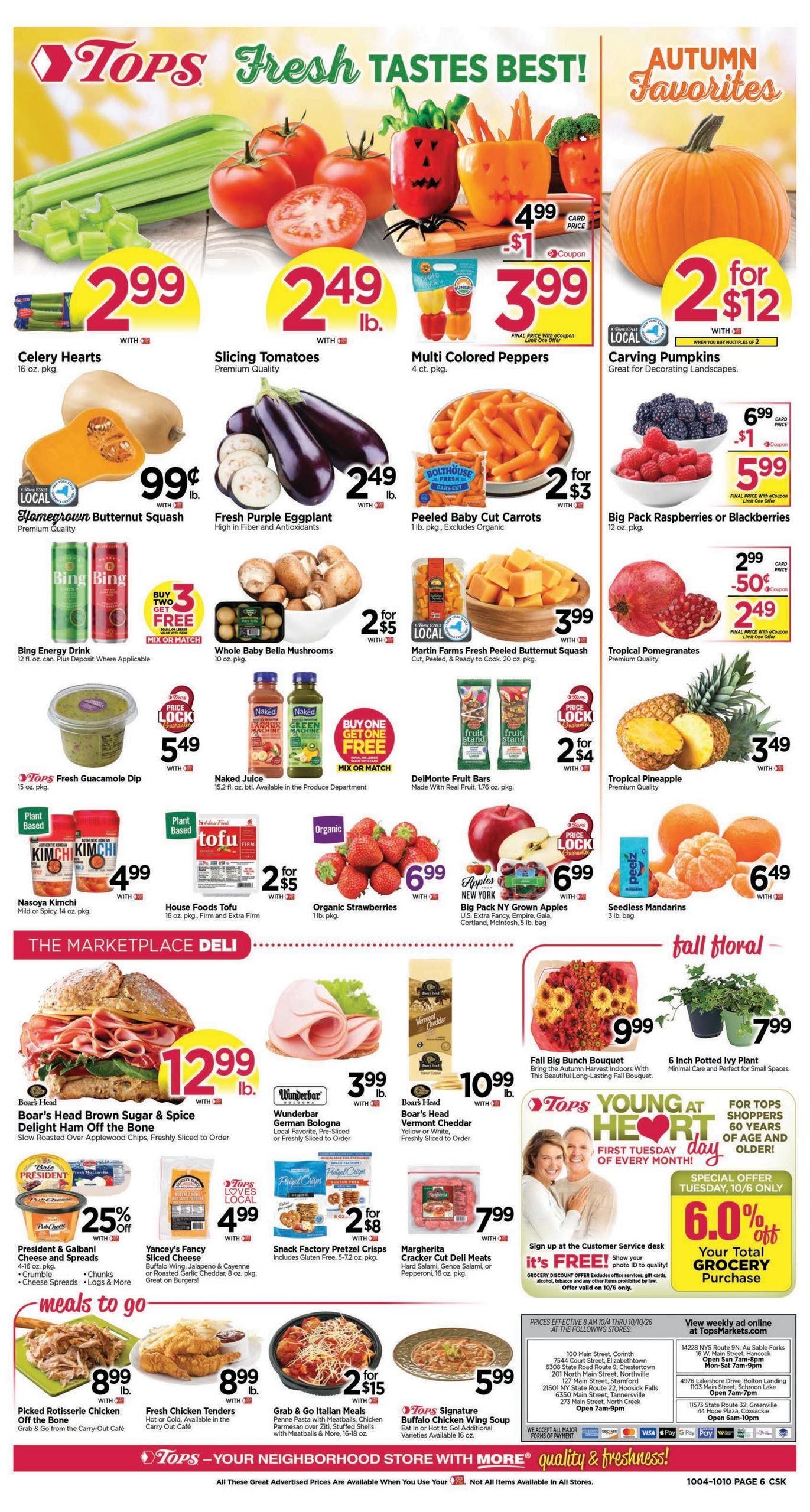 Tops Friendly Markets (Williamstown Area, MA) Weekly Ad October 4 - 10, 2026