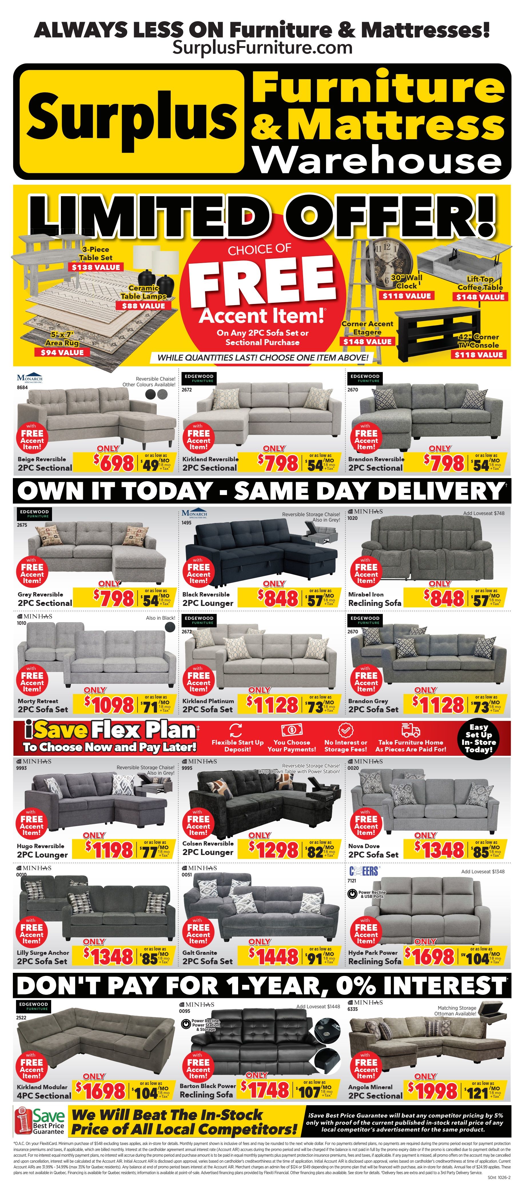 Surplus Furniture & Mattress Warehouse (S. ON) Flyer October 5 to 25