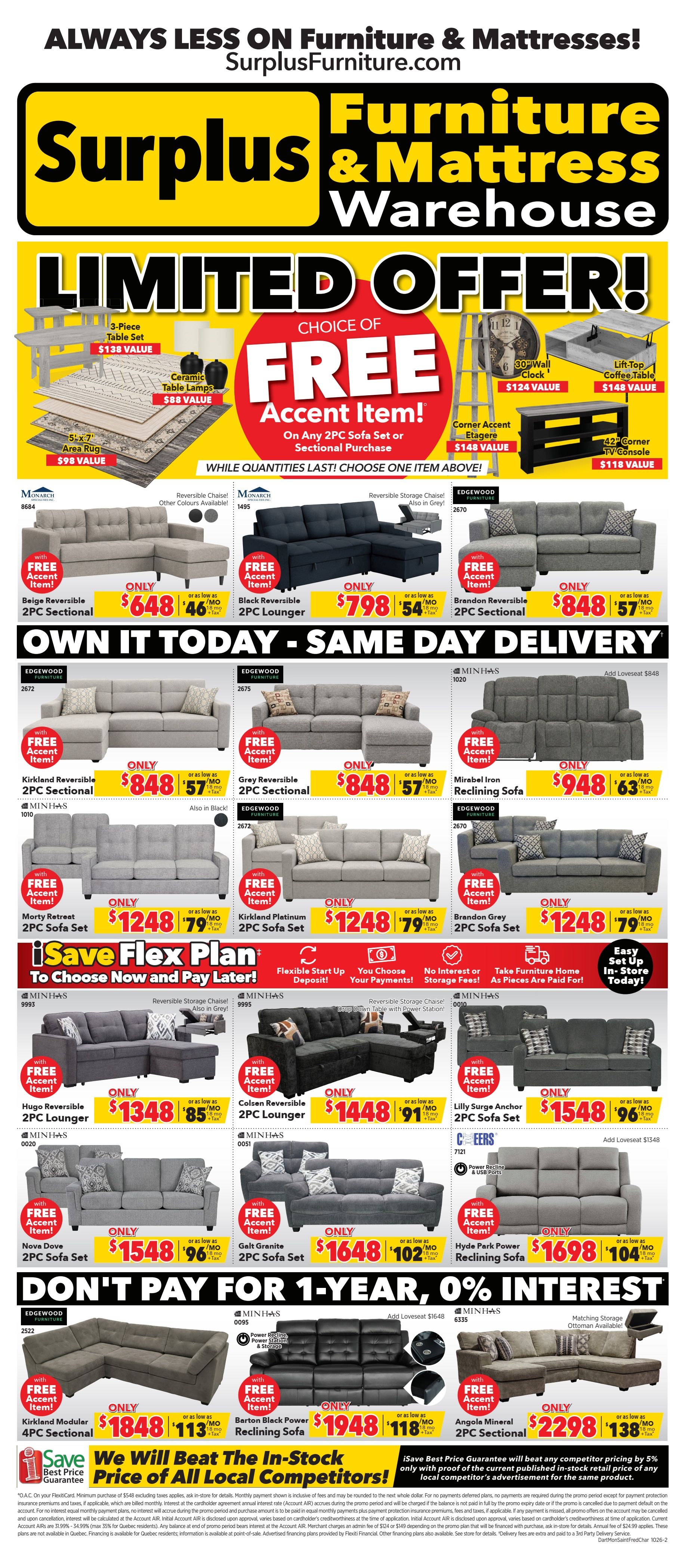 Surplus Furniture & Mattress Warehouse (Dartmouth, Charlottetown, Moncton, Saint John, Fredericton) Flyer October 5 to 25