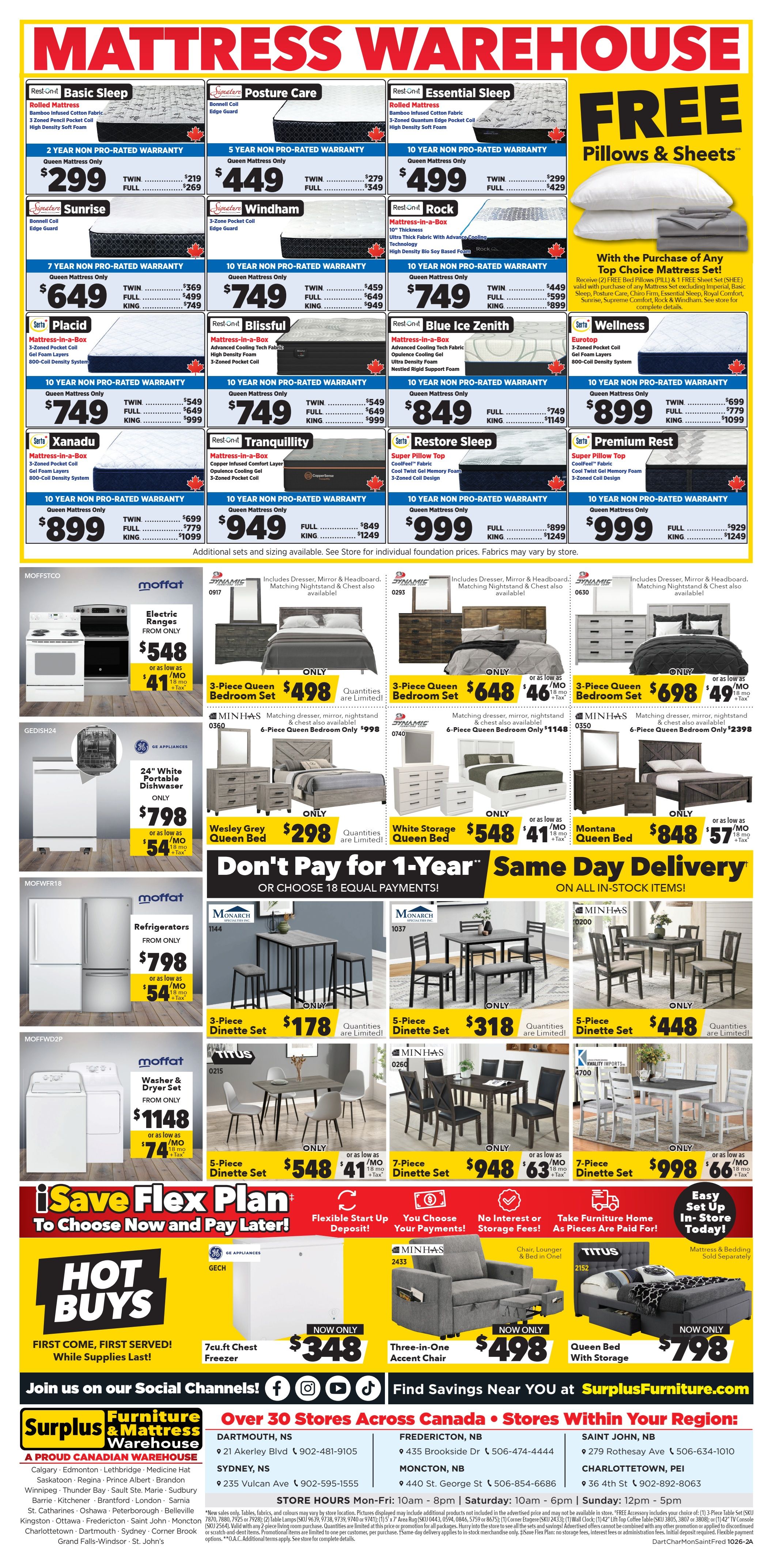 Surplus Furniture & Mattress Warehouse (Dartmouth, Charlottetown, Moncton, Saint John, Fredericton) Flyer October 5 to 25