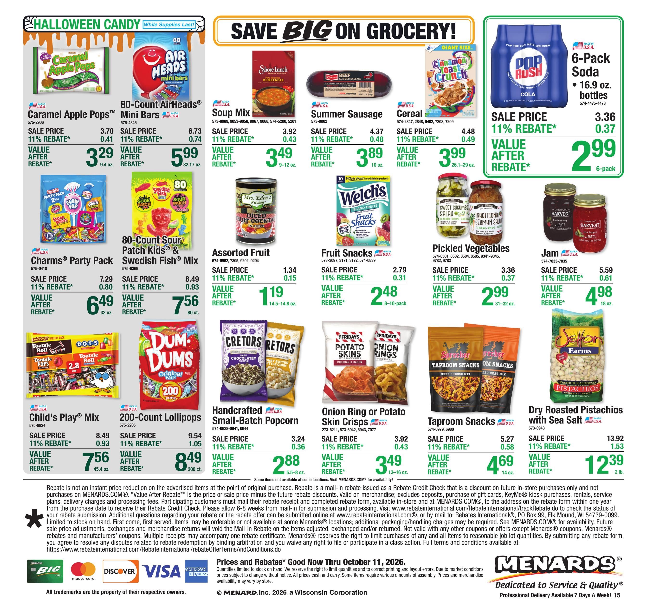 Menards (Bridgman Area, MI) 11% Rebate Sale Weekly Ad October 1 - 11, 2026