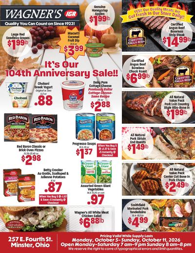 Wagner's IGA Weekly Ad October 5 - 11, 2026