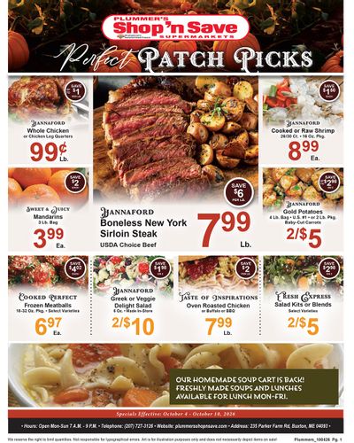 Plummer's Shop 'n Save Weekly Ad October 5 - 11, 2026