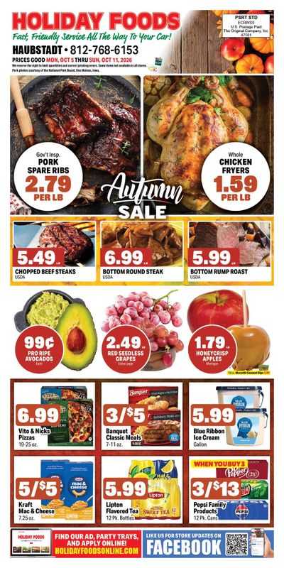 Holiday Foods Haubstadt Weekly Ad October 7 - 13, 2026