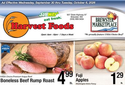 Harvest Foods (Orondo Area, WA) Weekly Ad September 30 - October 6, 2026