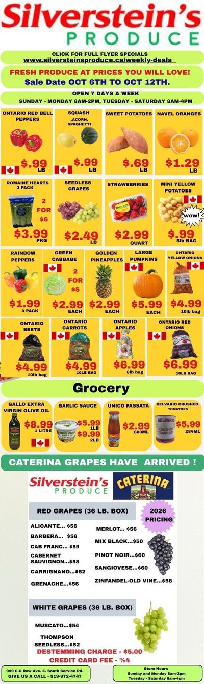 Silverstein's Produce Flyer October 6 to 12