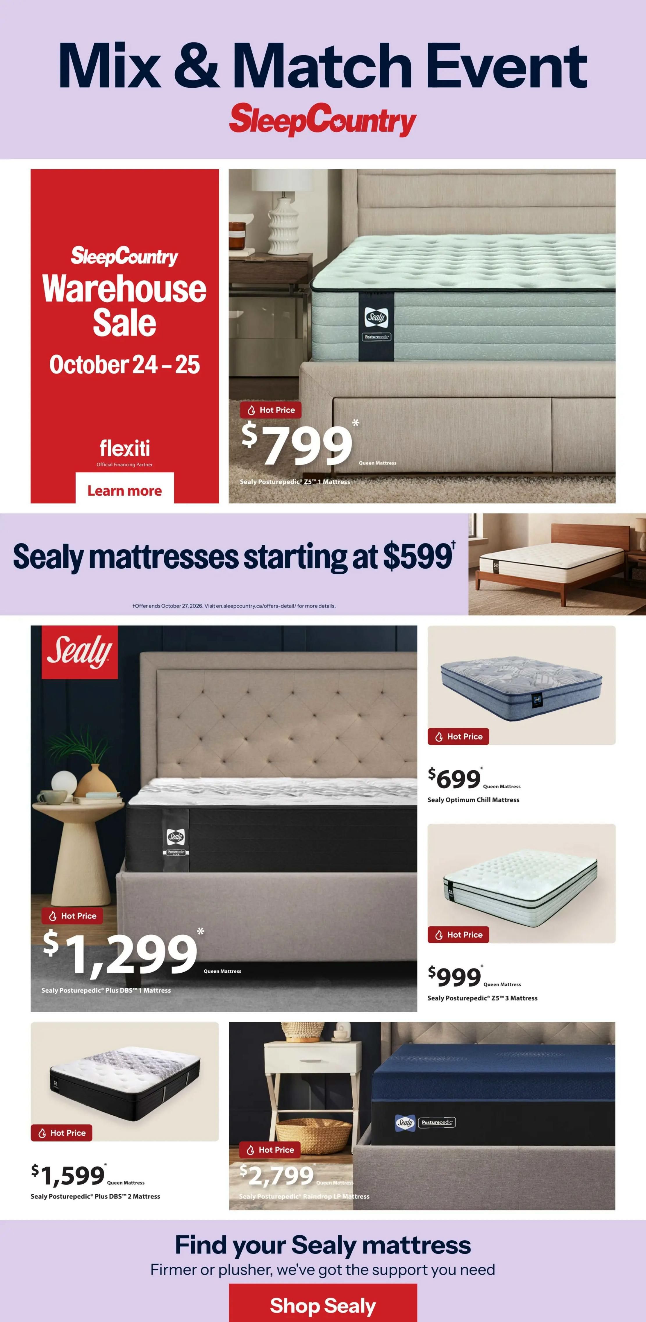 Sleep Country Flyer October 7 to 20