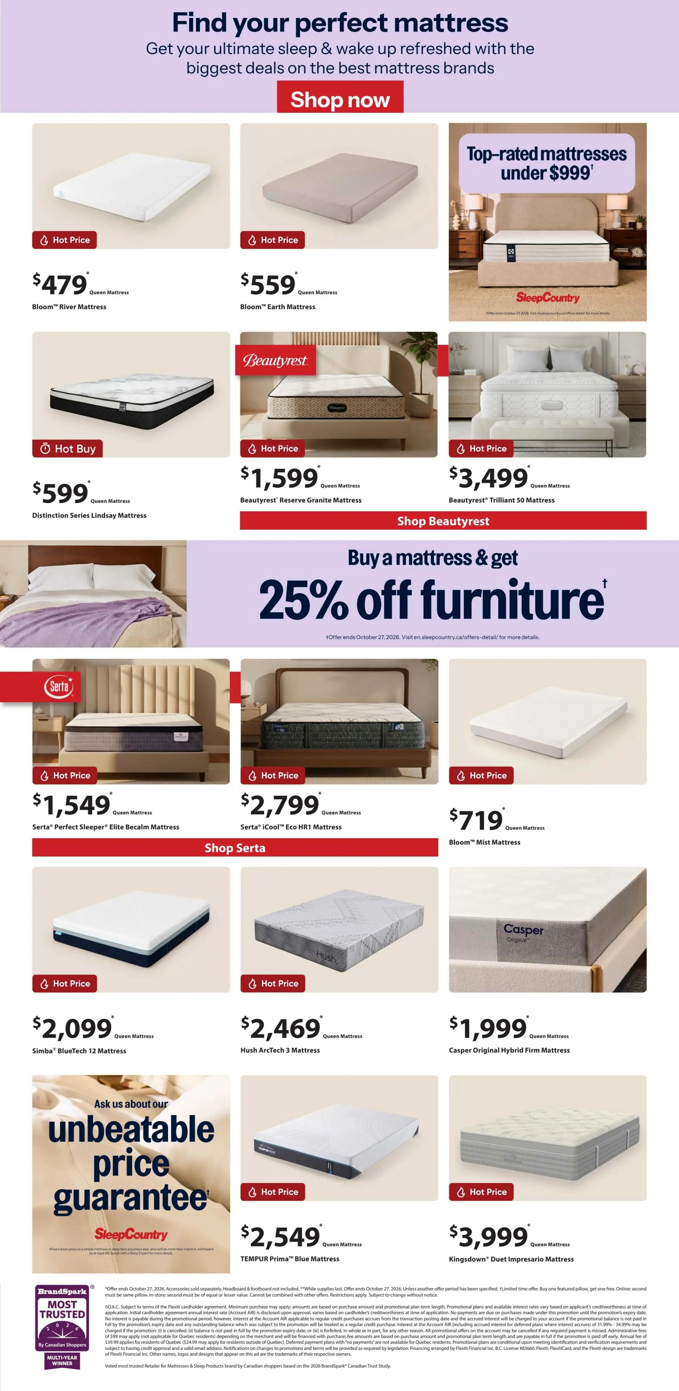 Sleep Country Flyer October 7 to 20