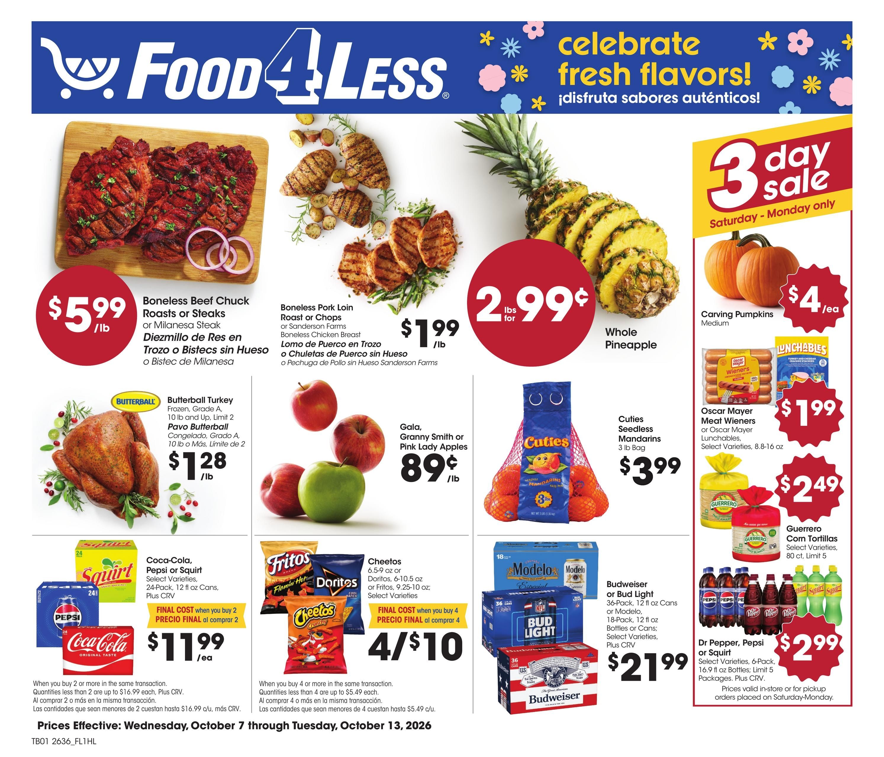 Food 4 Less (Alhambra Area, CA) California Weekly Ad October 7 - 13, 2026