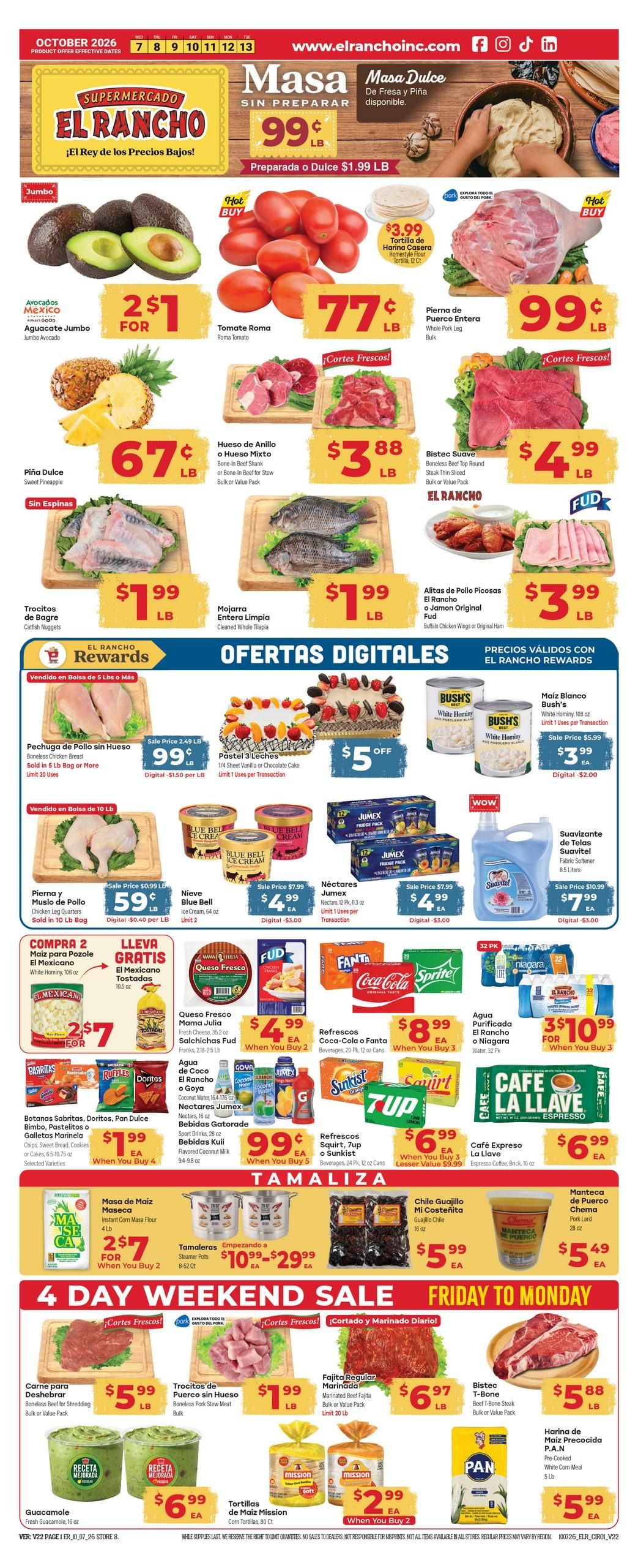 El Rancho Supermercado (Dallas-Mesquite Area, TX) Weekly Ad October 7 - 13, 2026