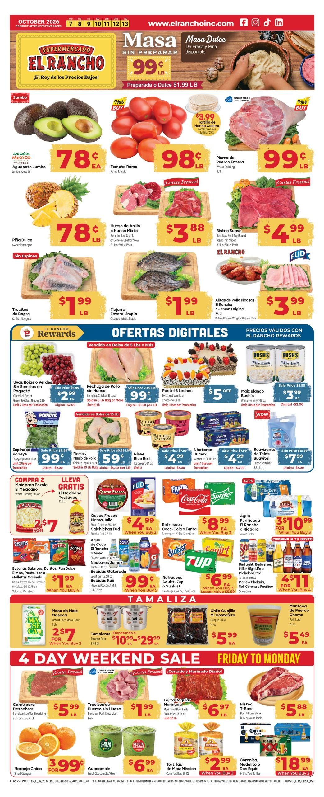 El Rancho Supermercado (Allen Area, TX) Weekly Ad October 7 - 13, 2026