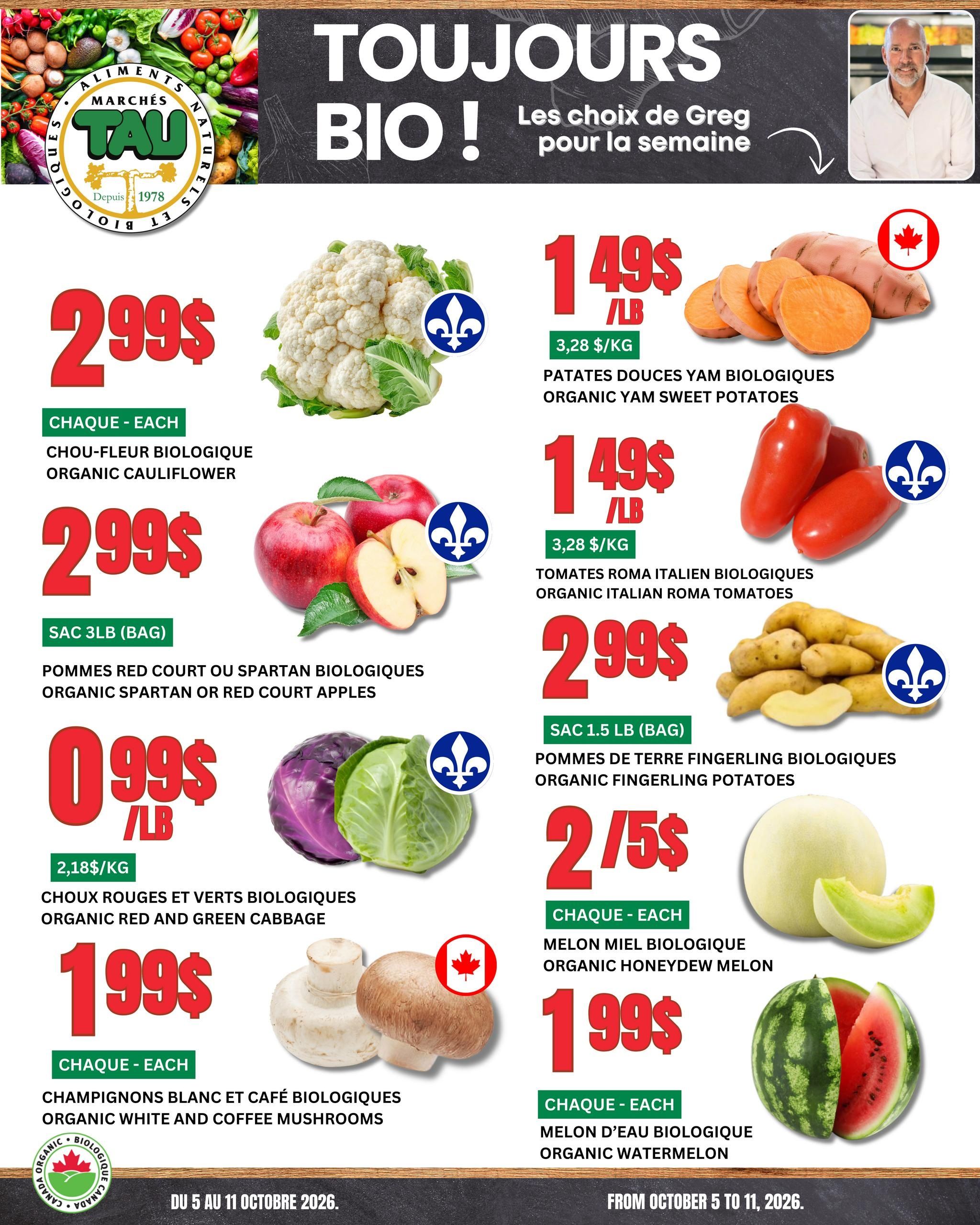 Marches Tau Produce Flyer October 5 to 11