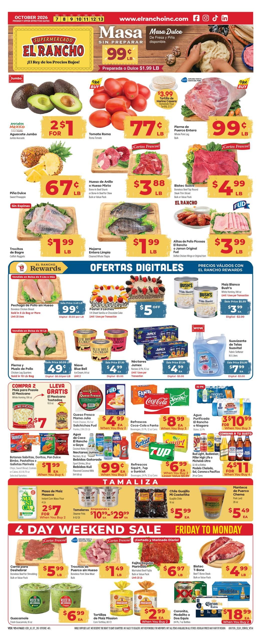 El Rancho Supermercado (Irving Area, TX) Weekly Ad October 7 - 13, 2026