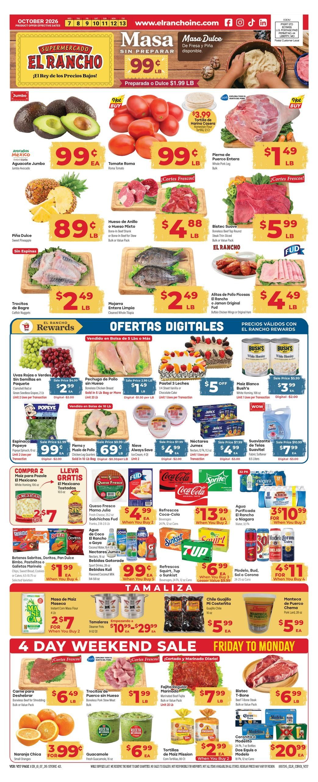 El Rancho Supermercado (Brownsville Area, TX) Weekly Ad October 7 - 13, 2026