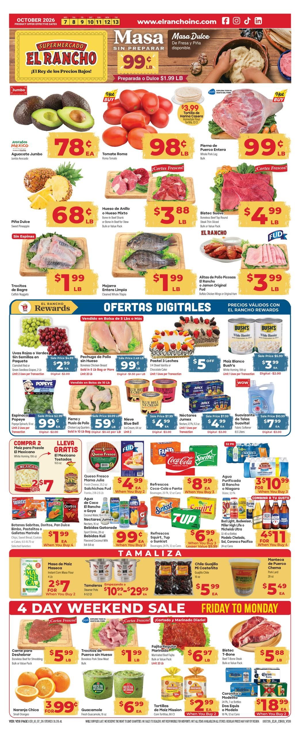 El Rancho Supermercado (Plantersville Area, TX) Weekly Ad October 7 - 13, 2026