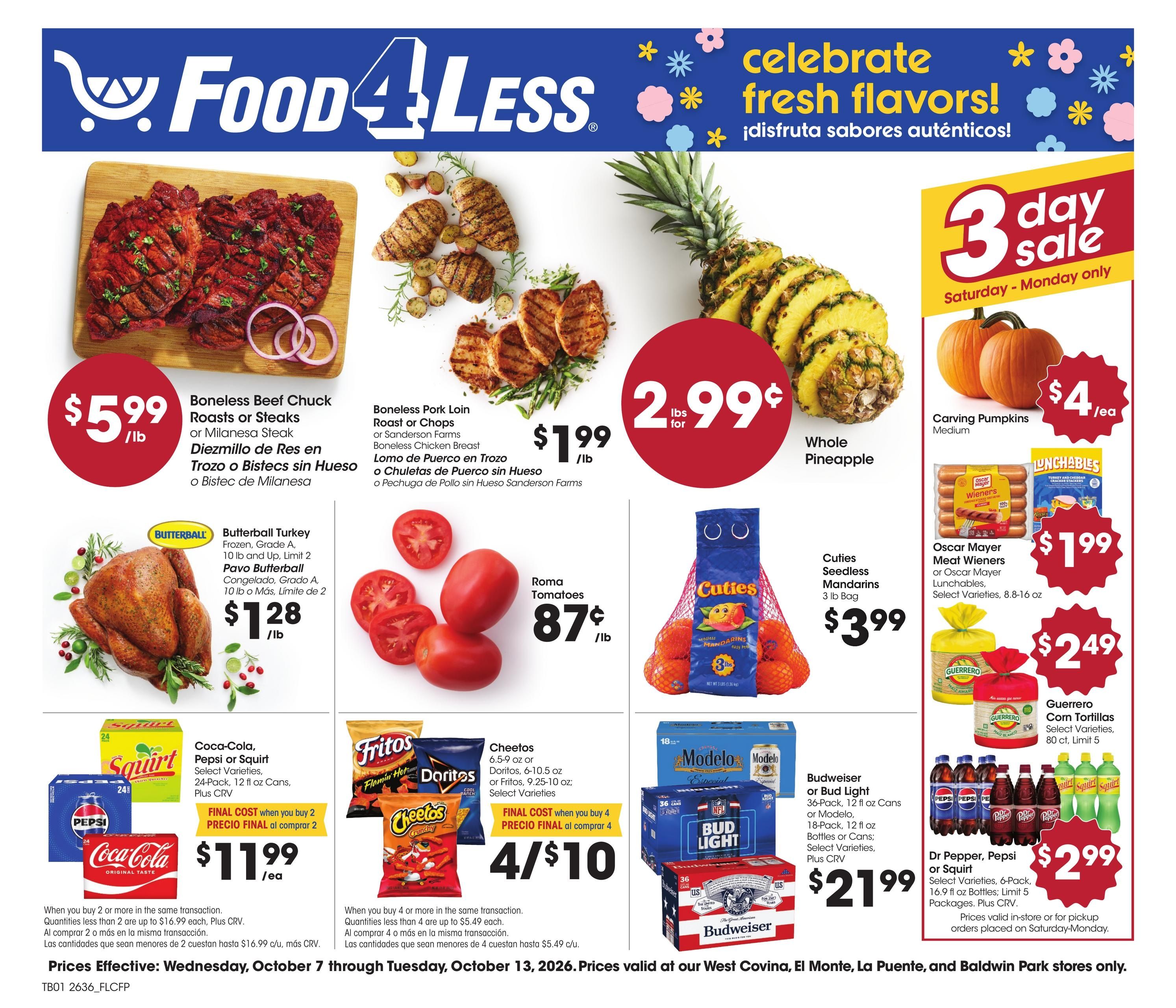 Food 4 Less (El Monte-West Covina Area, CA) California Weekly Ad October 7 - 13, 2026