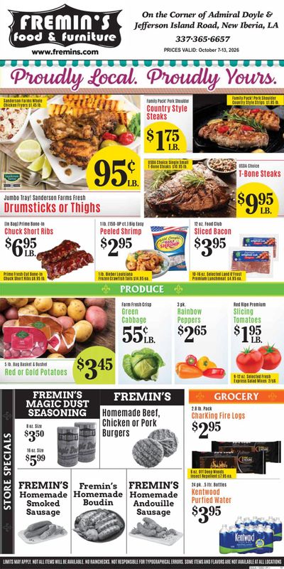 Fremin's Food & Furniture Weekly Ad October 7 - 13, 2026