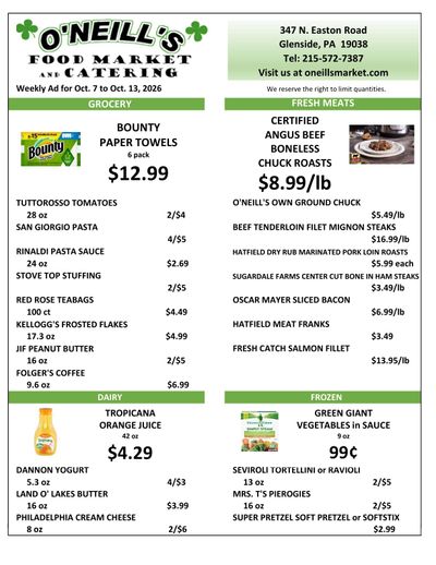 O'Neill's Market Weekly Ad October 7 - 13, 2026