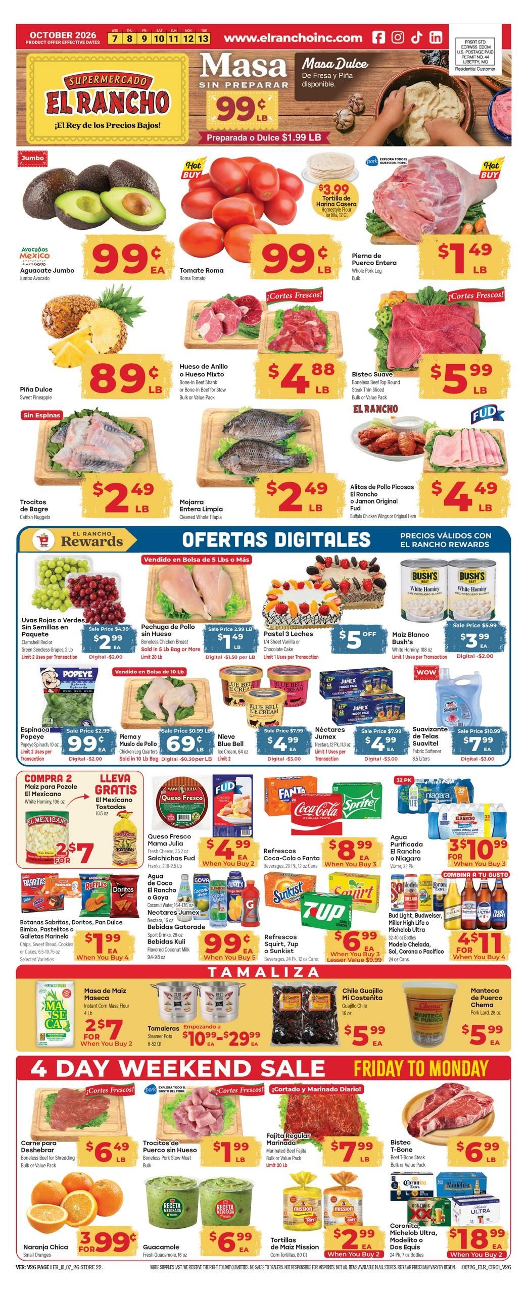 El Rancho Supermercado (Odessa Area, TX) Weekly Ad October 7 - 13, 2026