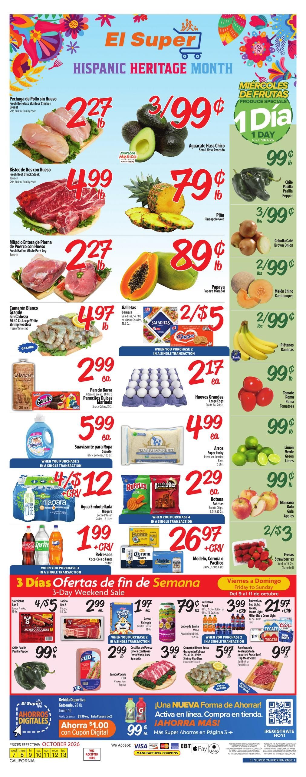El Super (Alhambra Area, CA) Weekly Ad October 7 - 13, 2026