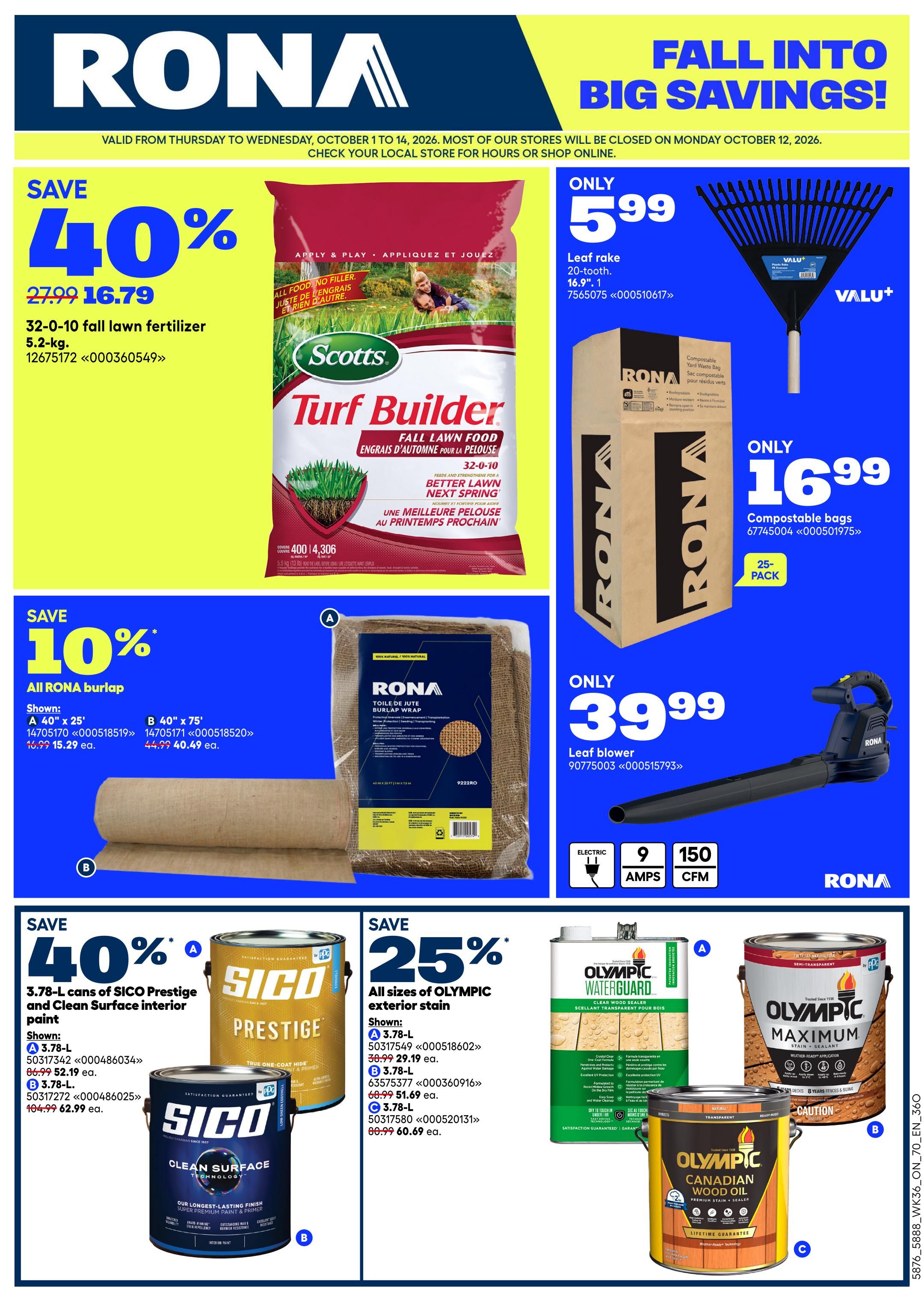 Rona & Rona+ (ON) Flyer October 8 to 14