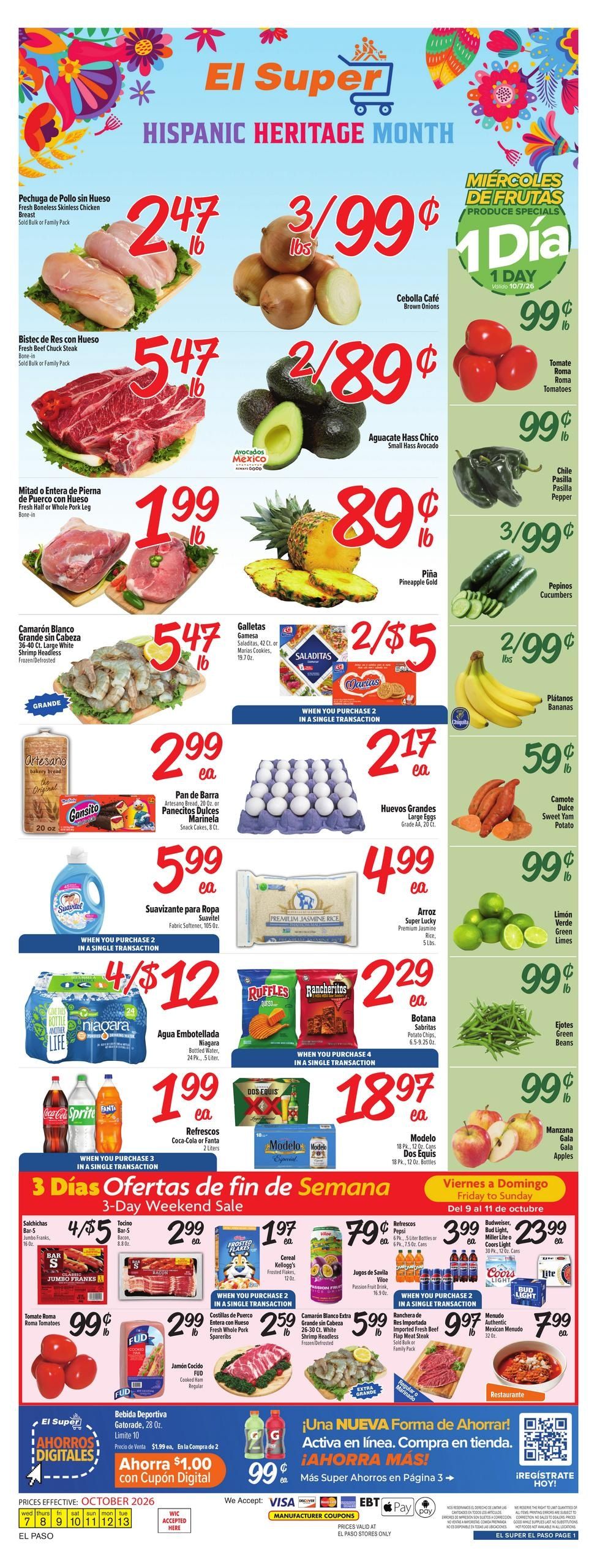 El Super (El Paso Area, TX) Weekly Ad October 7 - 13, 2026