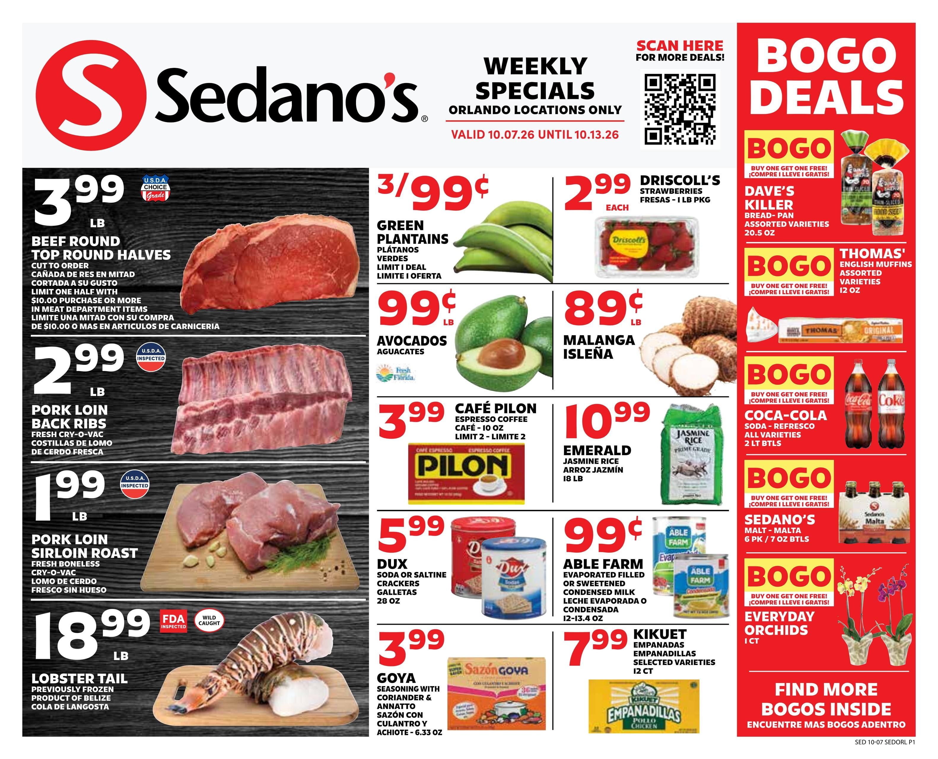 Sedano's (Orlando Area, FL) Weekly Ad October 7 - 13, 2026